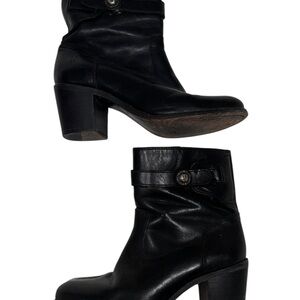 Frye Black Leather Heeled Boots